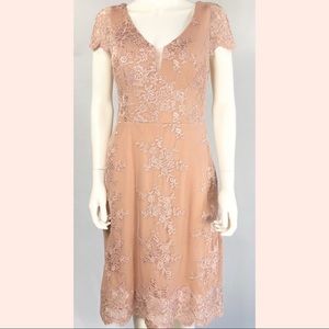 Lace dress short sleeves, pale pink.